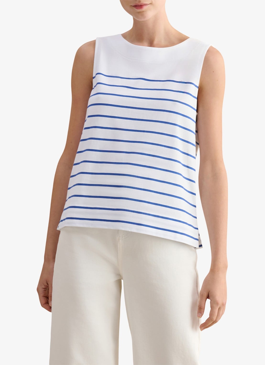 Hobbs Fern top met streepprint - detail 3 wit