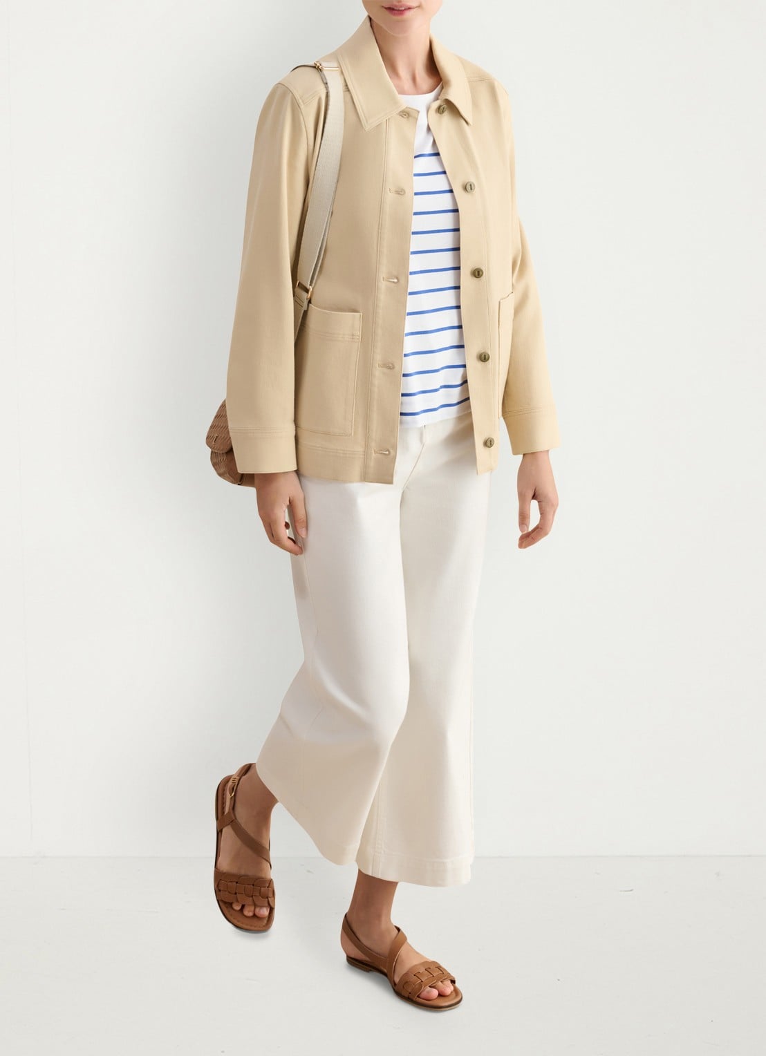 Hobbs Fern top met streepprint - voorkant 2 wit