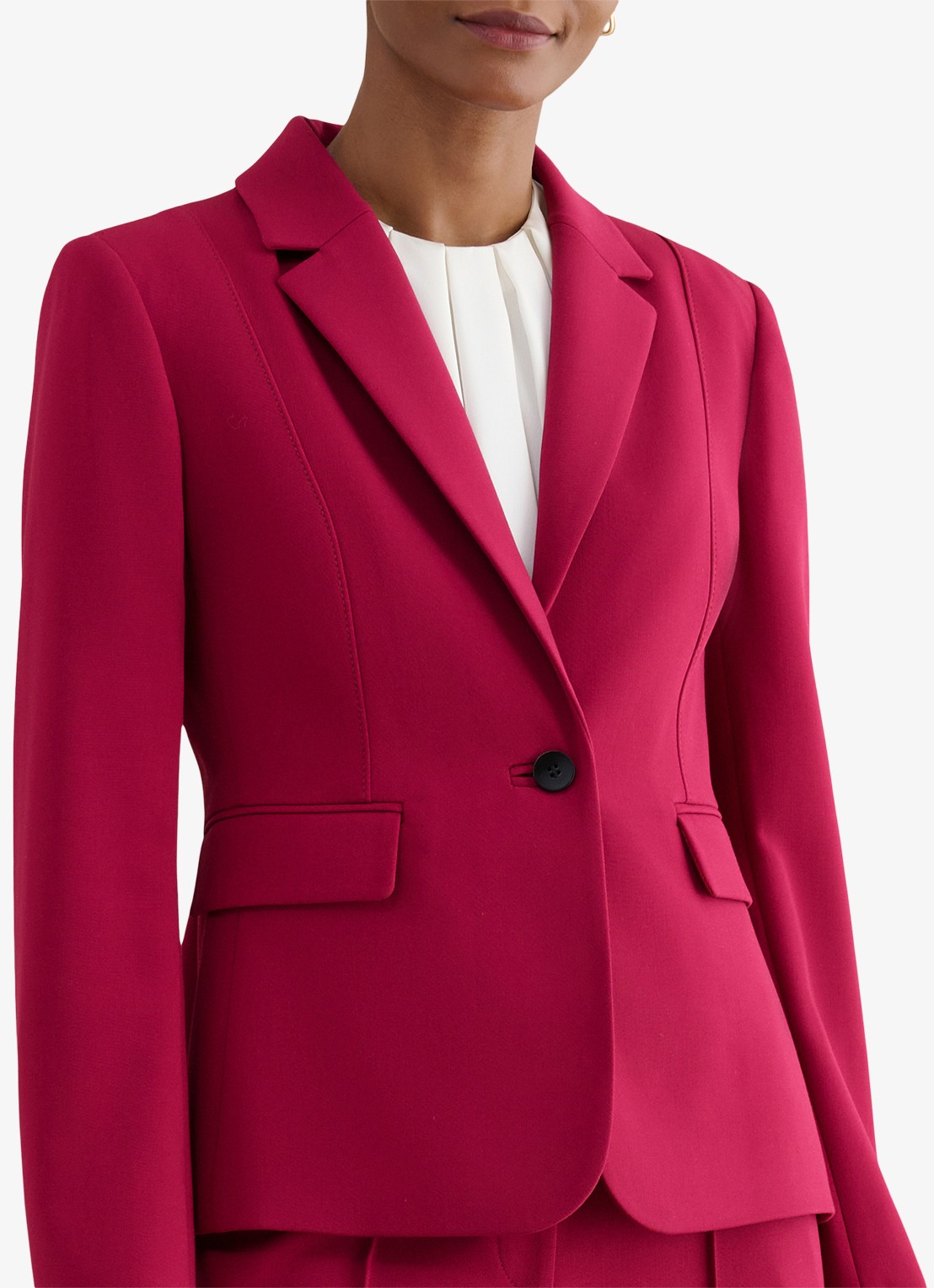 Hobbs Gemma blazer met klepzakken - detail 2 cranberryrood