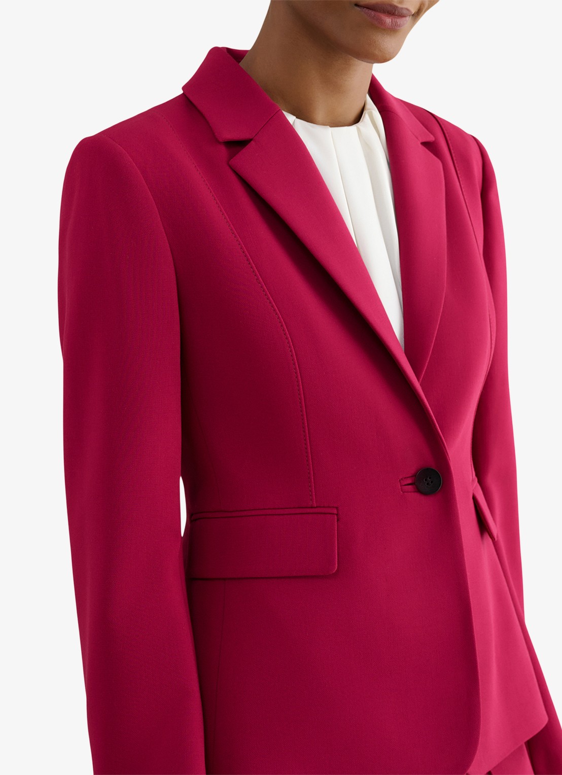 Hobbs Gemma blazer met klepzakken - detail 3 cranberryrood