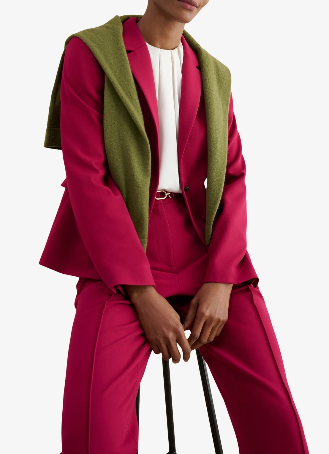 Hobbs Gemma blazer met klepzakken - detail 4 cranberryrood