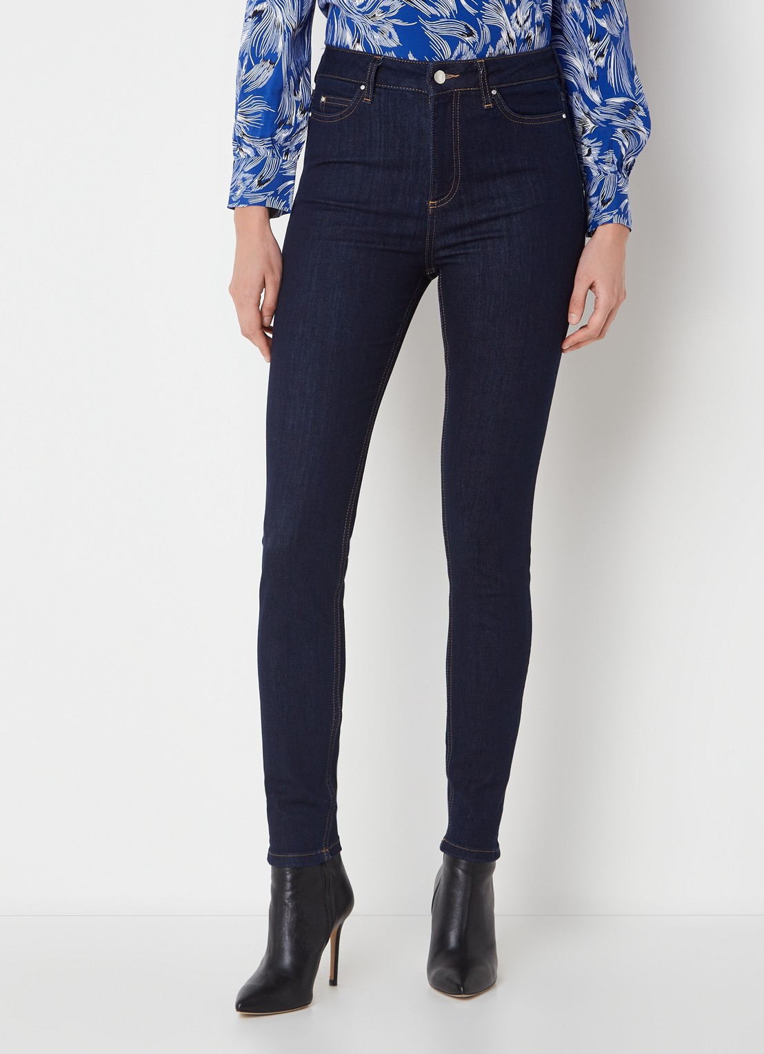 Hobbs Gia high waist skinny jeans met donkere wassing - detail 3 indigo