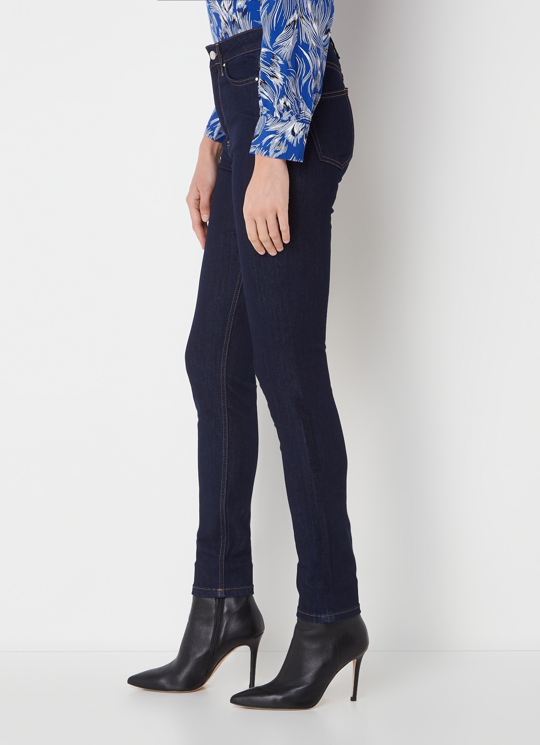 Hobbs Gia high waist skinny jeans met donkere wassing - detail 4 indigo