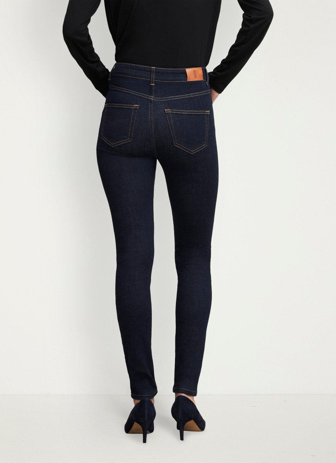Hobbs Gia high waist skinny jeans met donkere wassing - achterkant 6 indigo