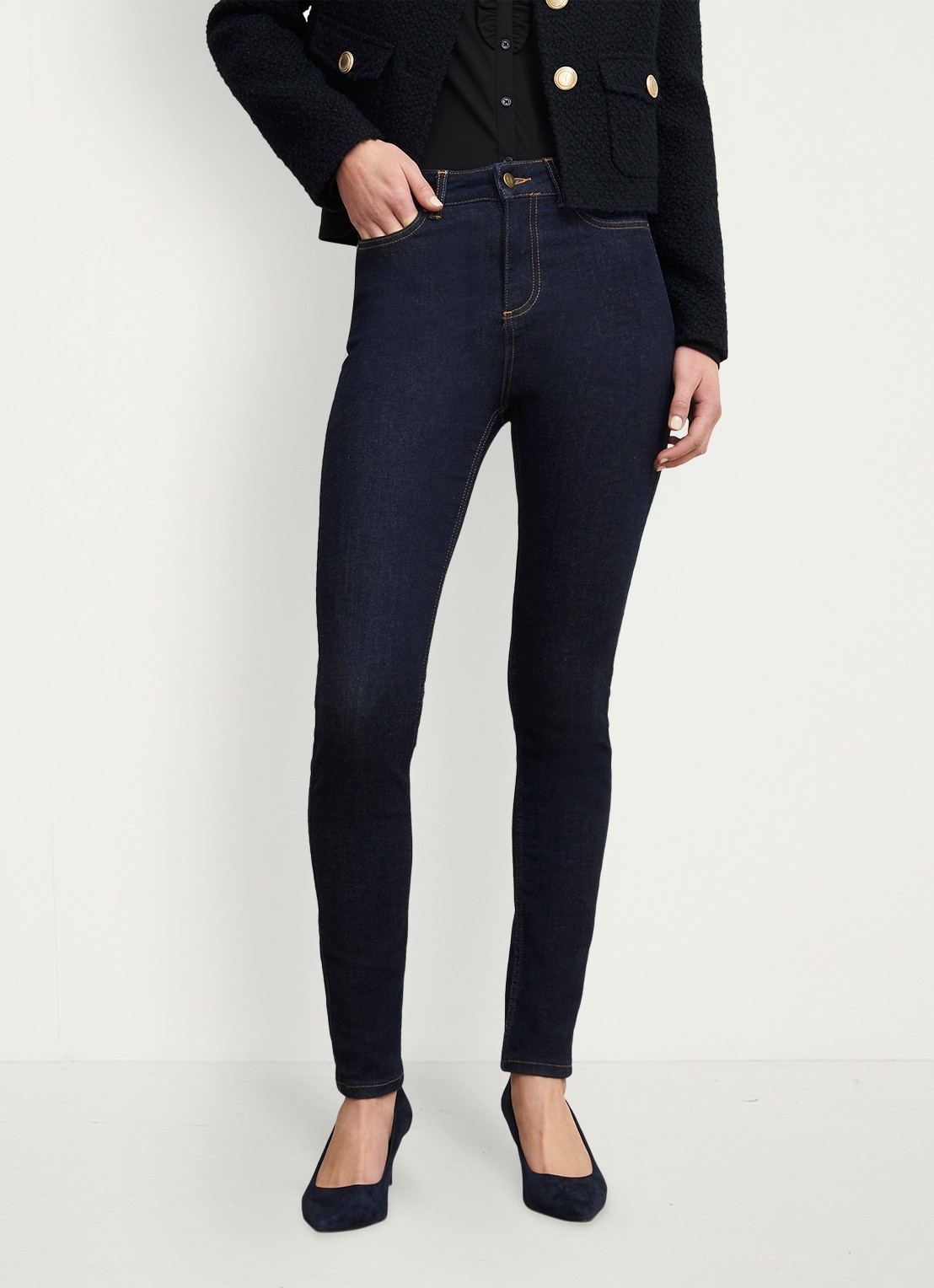 Hobbs Gia high waist skinny jeans met donkere wassing - detail 3 indigo