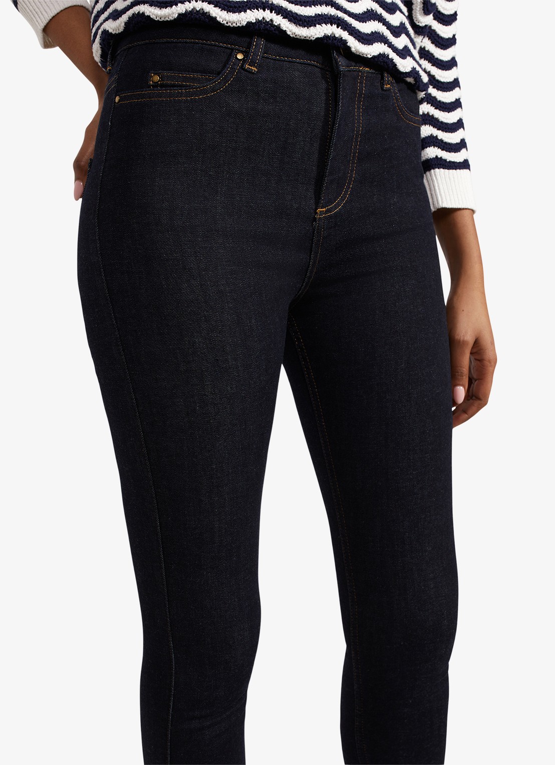Hobbs Gia high waist skinny jeans met donkere wassing - detail 4 indigo