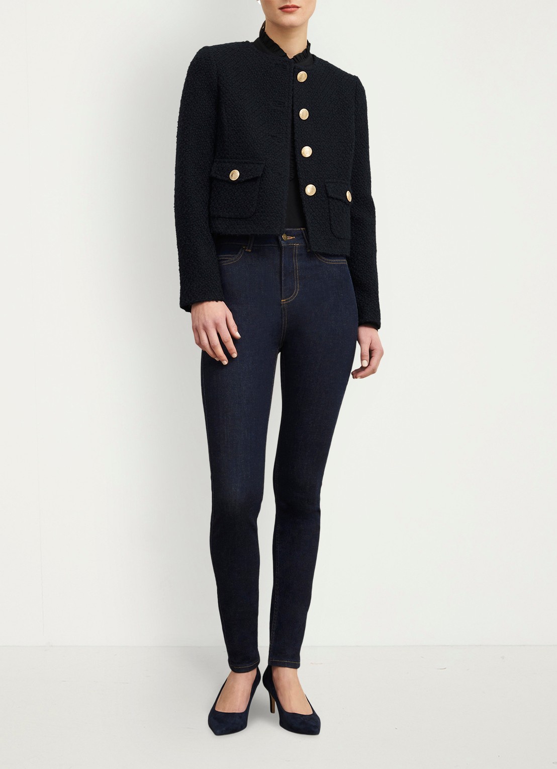 Hobbs Gia high waist skinny jeans met donkere wassing - voorkant 2 indigo
