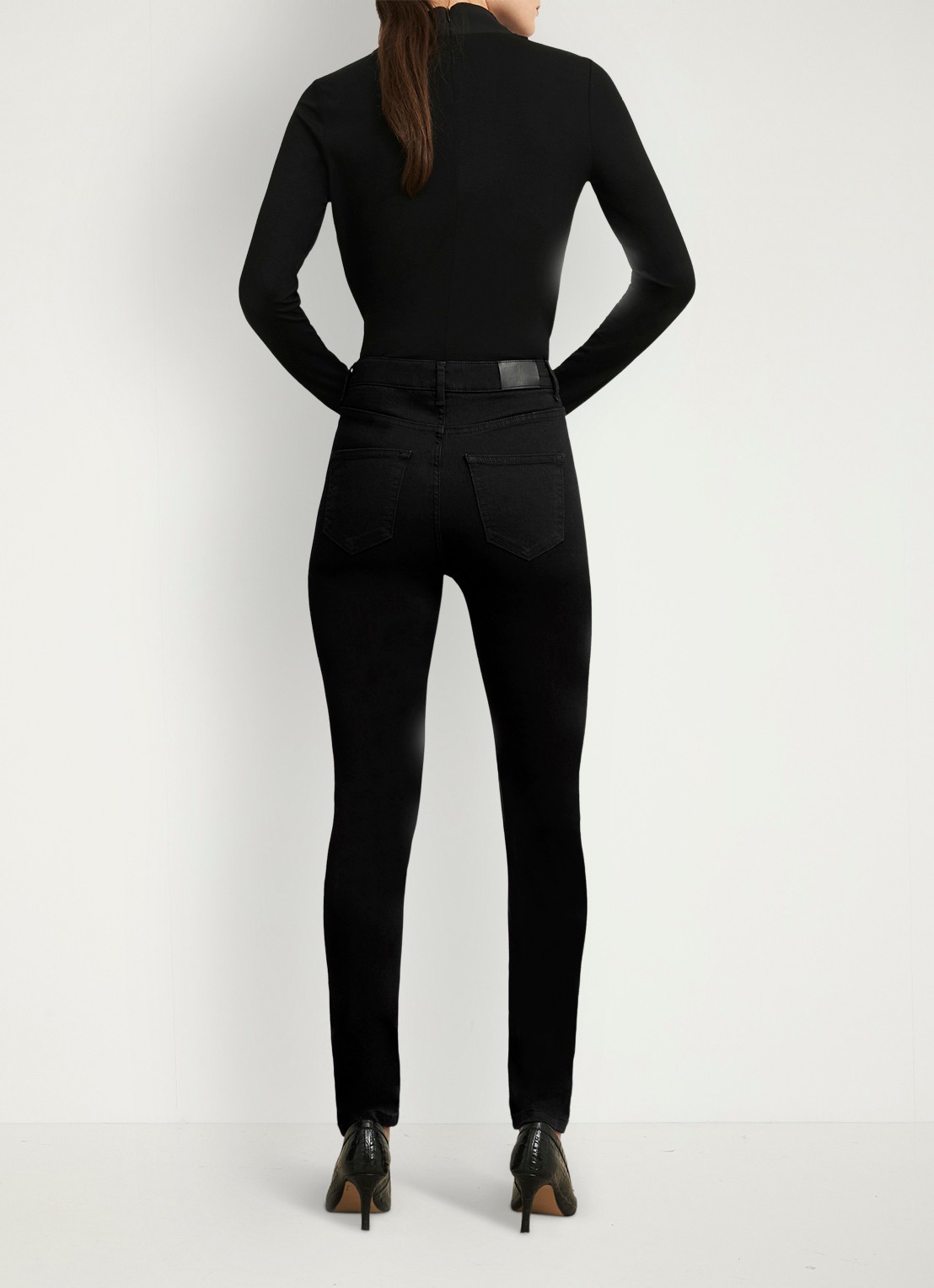Hobbs Gia Sculpting high waist skinny jeans met gekleurde wassing - achterkant 9 zwart