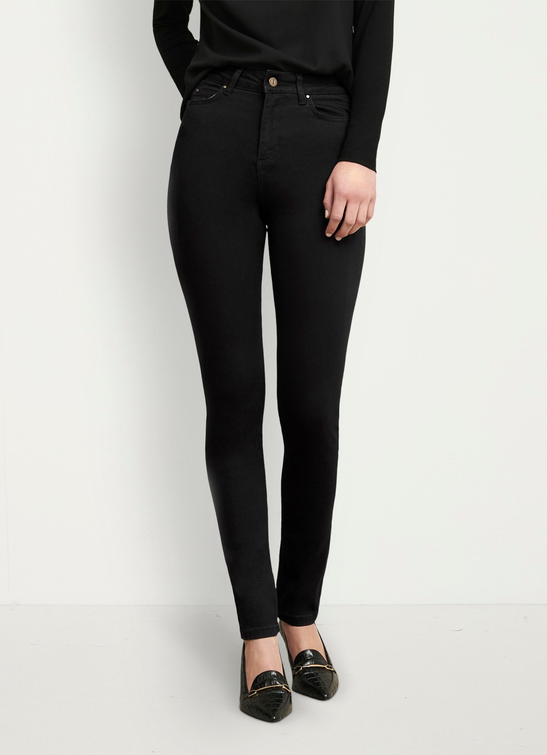 Hobbs Gia Sculpting high waist skinny jeans met gekleurde wassing - detail 4 zwart
