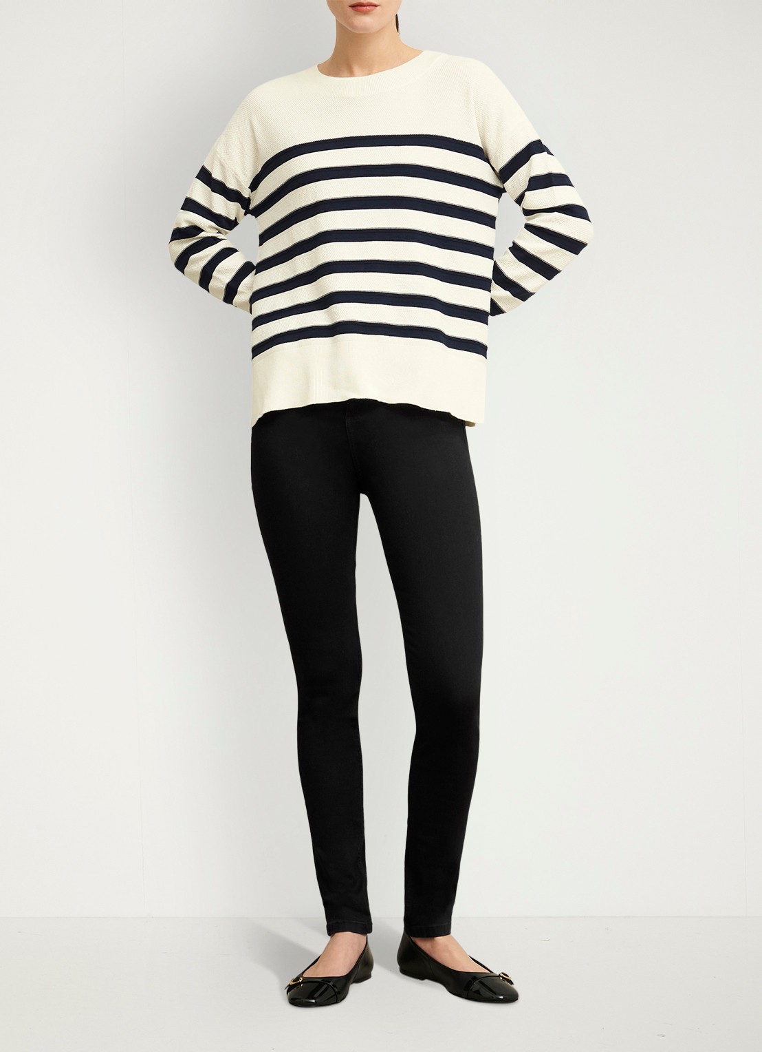 Hobbs Gia Sculpting high waist skinny jeans met gekleurde wassing - voorkant 2 zwart