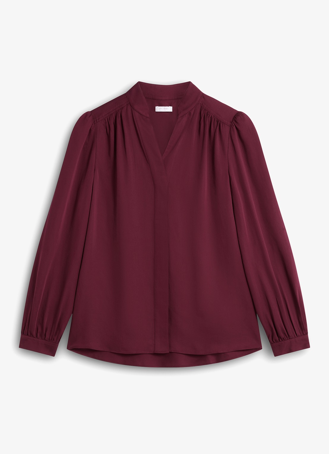 Hobbs Gwen blouse met opstaande kraag - voorkant paars
