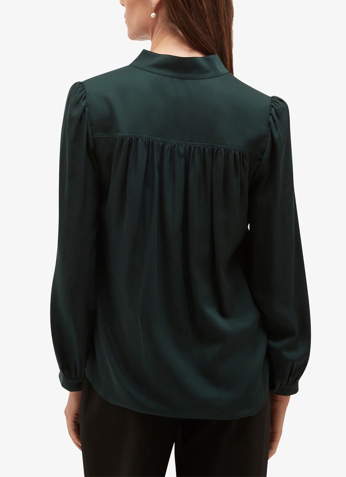 Hobbs Gwen blouse met opstaande kraag - achterkant 2 donkergroen