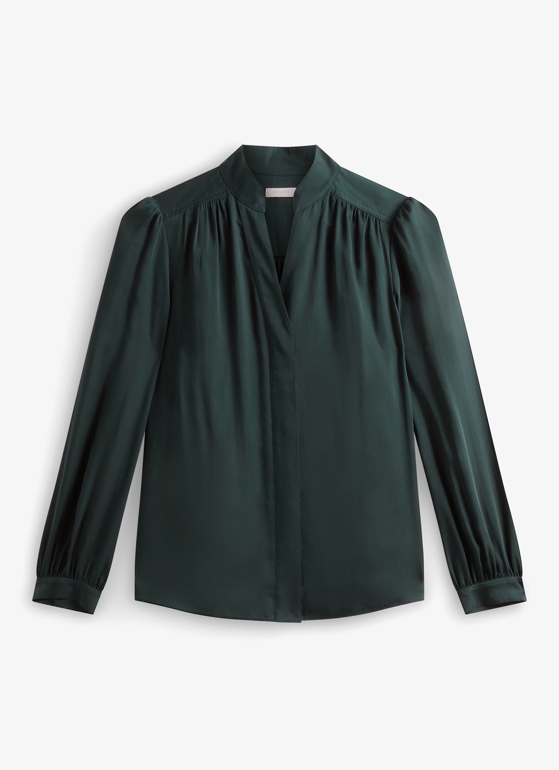Hobbs Gwen blouse met opstaande kraag - voorkant 4 donkergroen