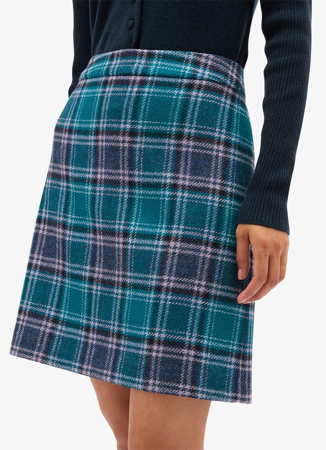 Hobbs Henley mini rok met ruit dessin - detail blauw