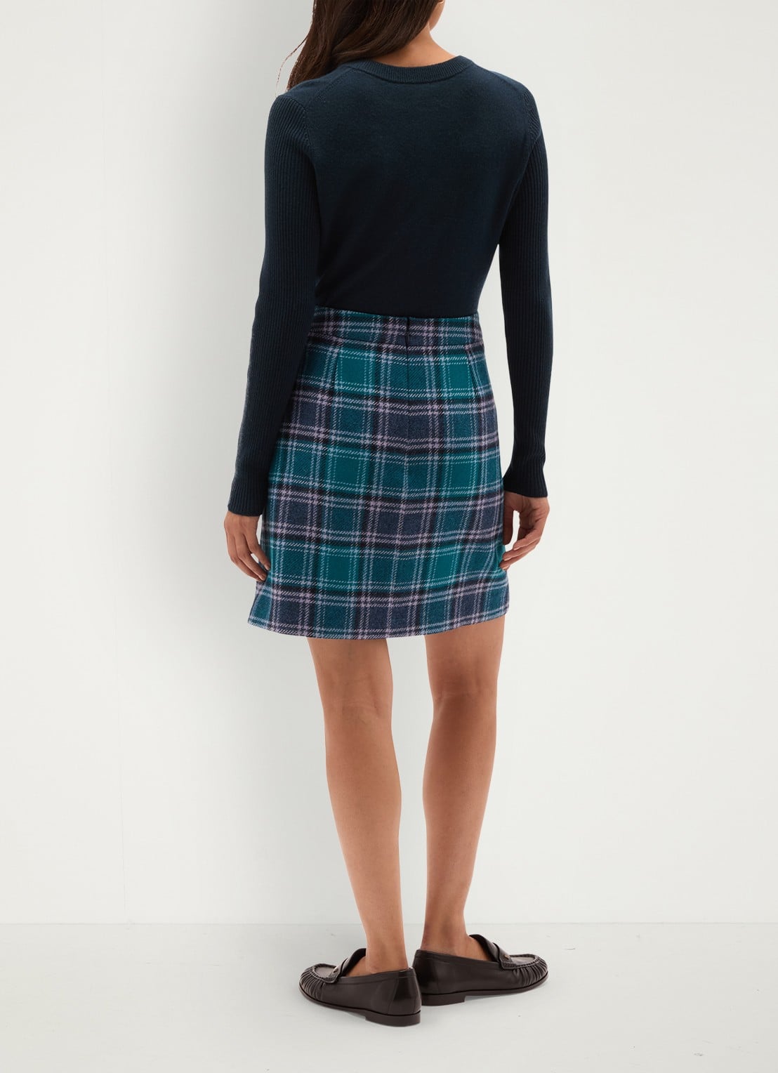 Hobbs Henley mini rok van wol met ruit dessin - achterkant 6 blauw