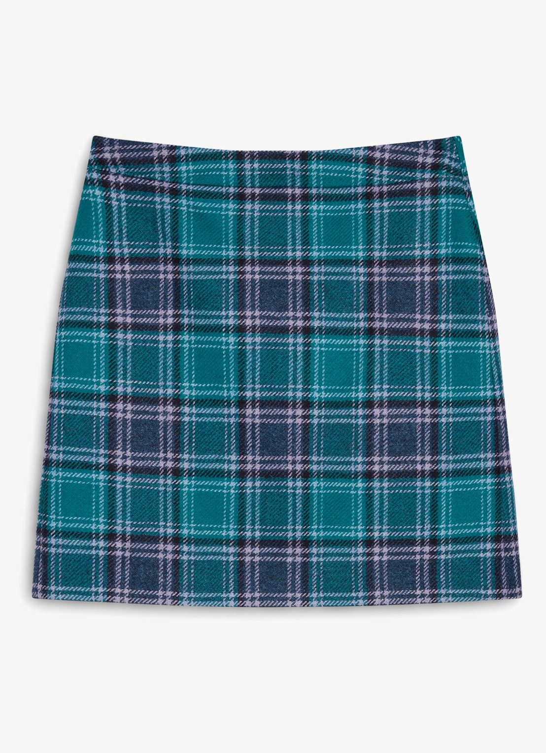 Hobbs Henley mini rok van wol met ruit dessin - voorkant 4 blauw