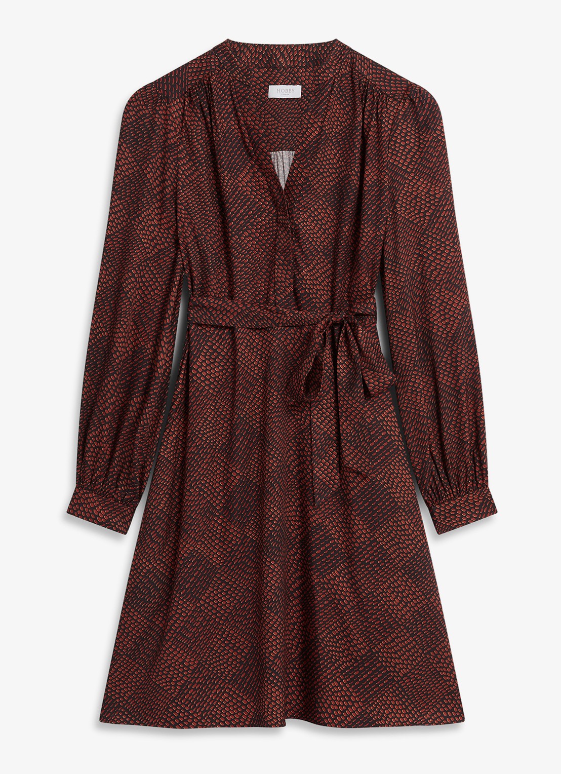 Hobbs Hilary mini blousejurk met ruit dessin - voorkant 6 lichtbruin