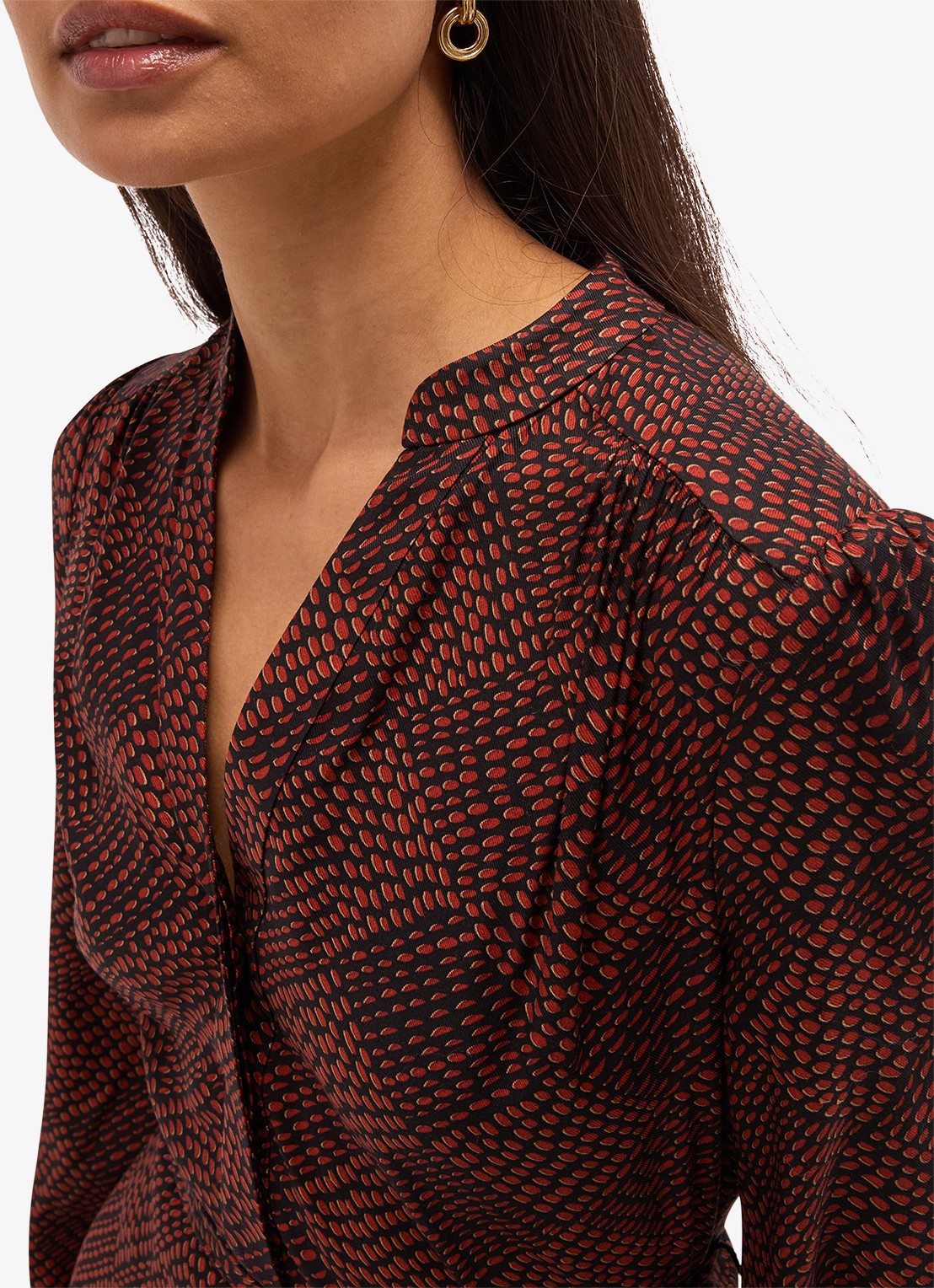 Hobbs Hilary mini jurk met ruit dessin - detail 2 lichtbruin