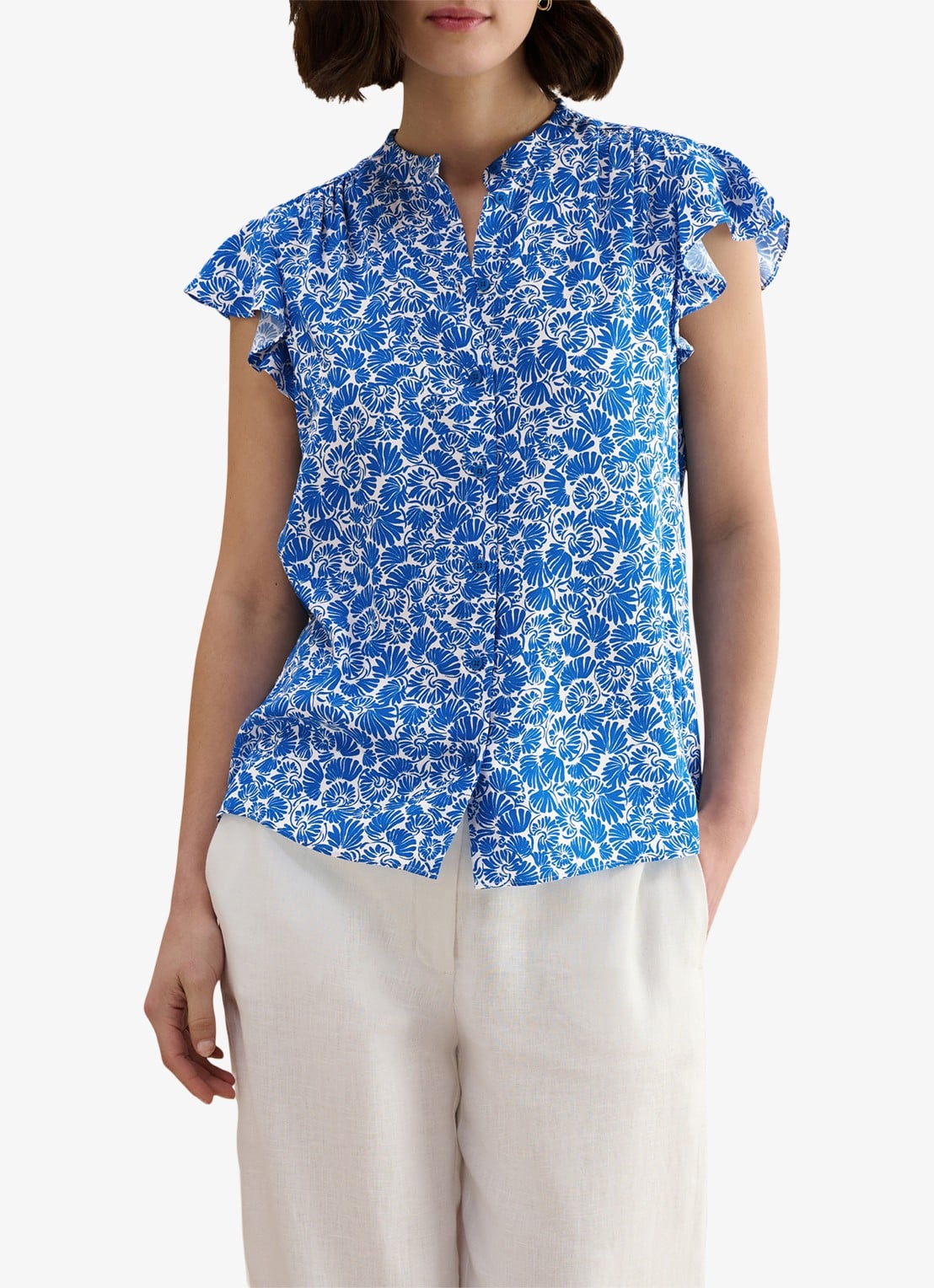 Hobbs Huda blouse met vlindermouw - detail blauw