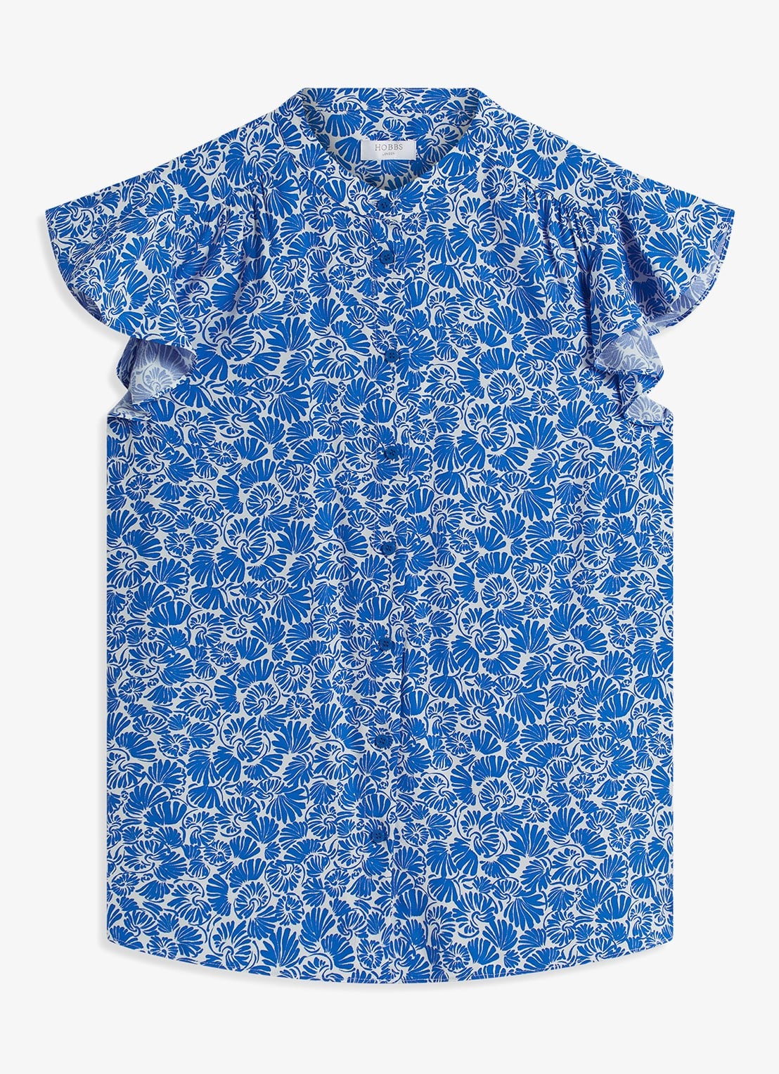 Hobbs Huda blouse met vlindermouw - voorkant 4 blauw