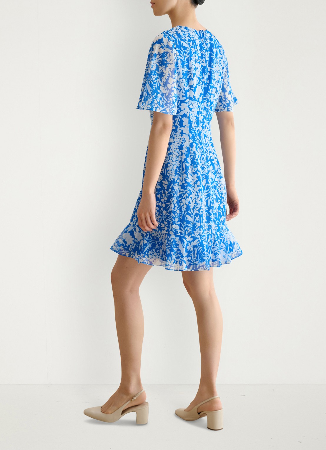 Hobbs Iona mini jurk met bloemenprint - achterkant 2 blauw