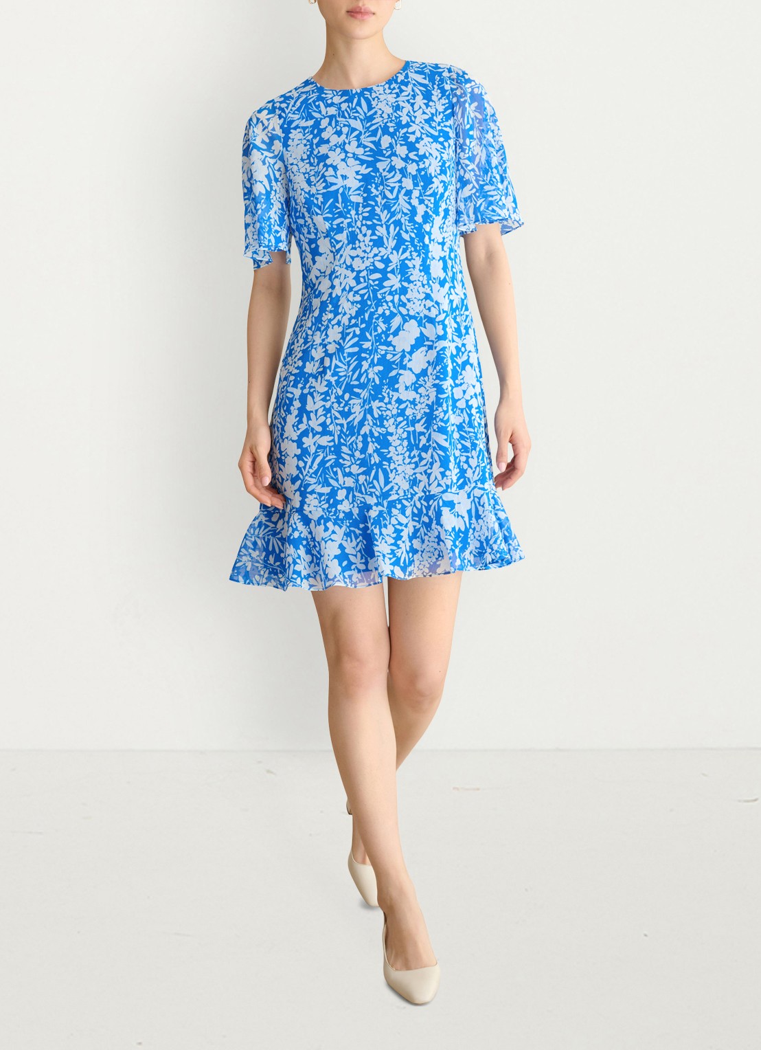 Hobbs Iona mini jurk met bloemenprint - detail 3 blauw
