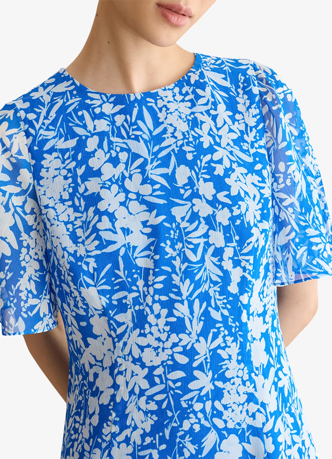 Hobbs Iona mini jurk met bloemenprint - detail 4 blauw