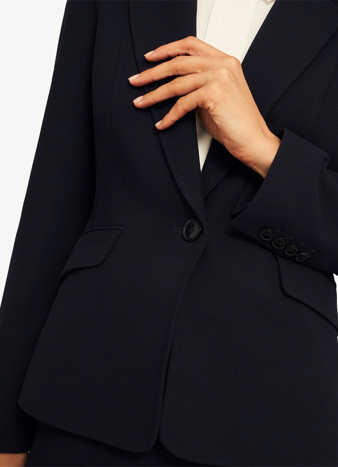 Hobbs Ivy blazer met klepzakken - detail 5 donkerblauw