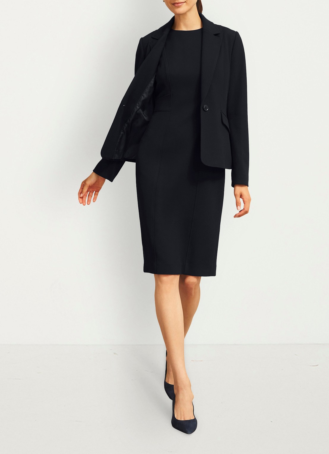 Hobbs Ivy midi kokerjurk met streep detail - detail 4 donkerblauw