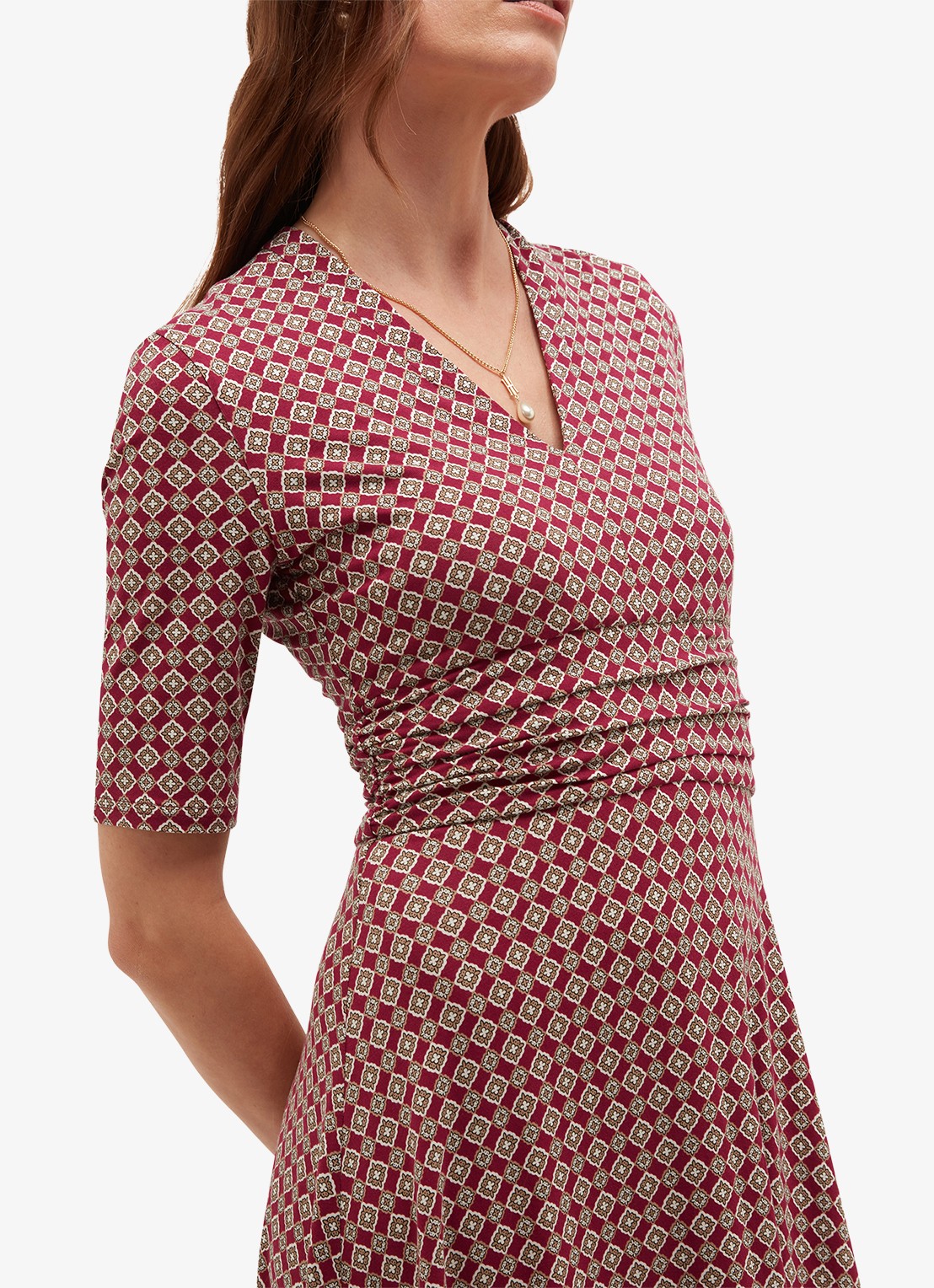 Hobbs Jaci midi jurk met grafische print - detail 4 rood