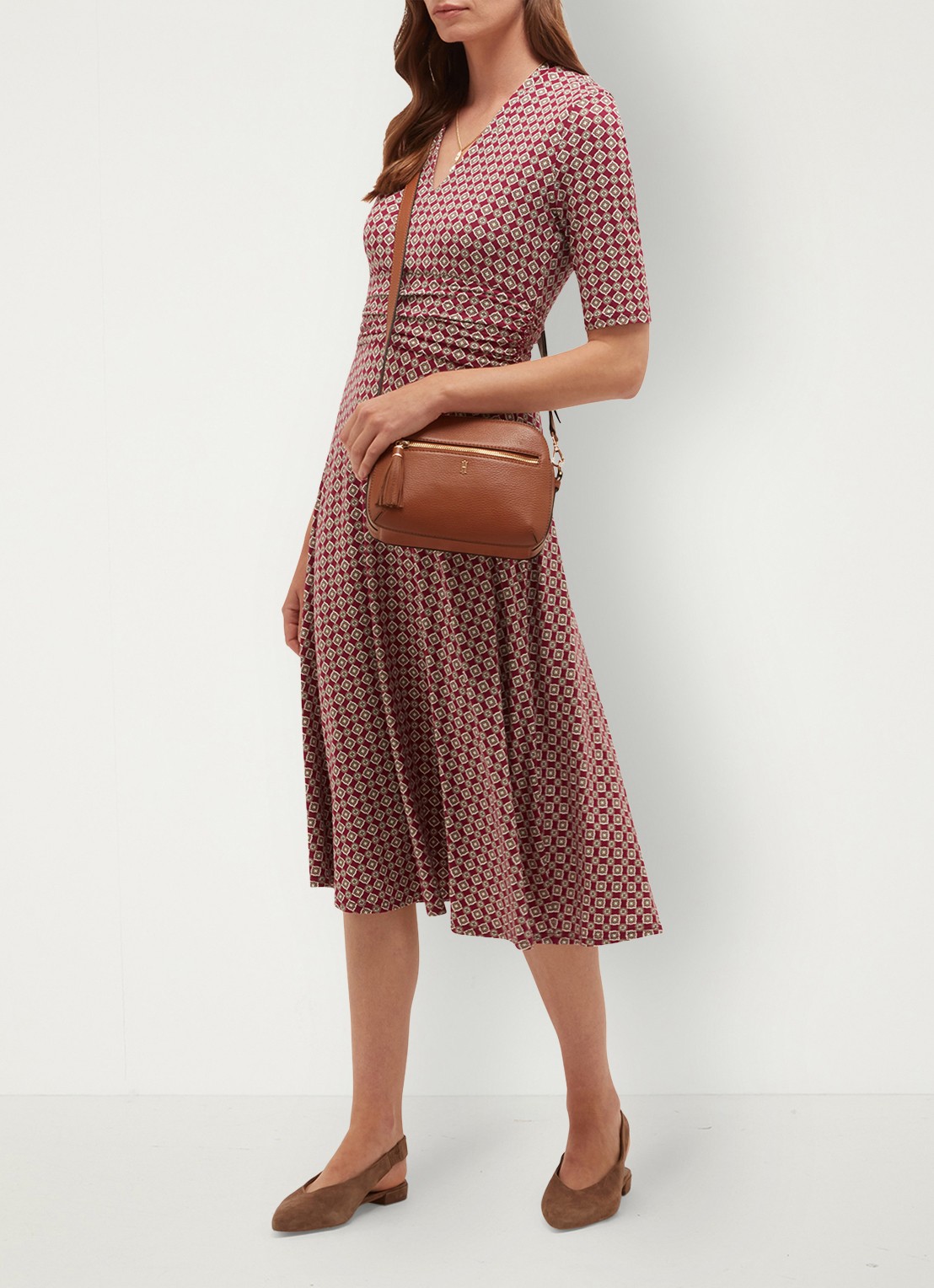 Hobbs Jaci midi jurk met grafische print - detail rood