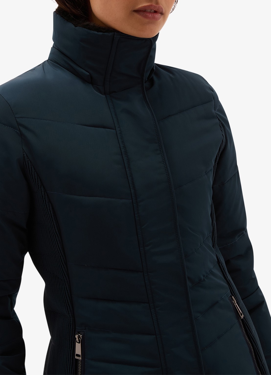 Hobbs Jaymie pufferjas met waterafstotende coating en afneembare capuchon - detail 4 blauw