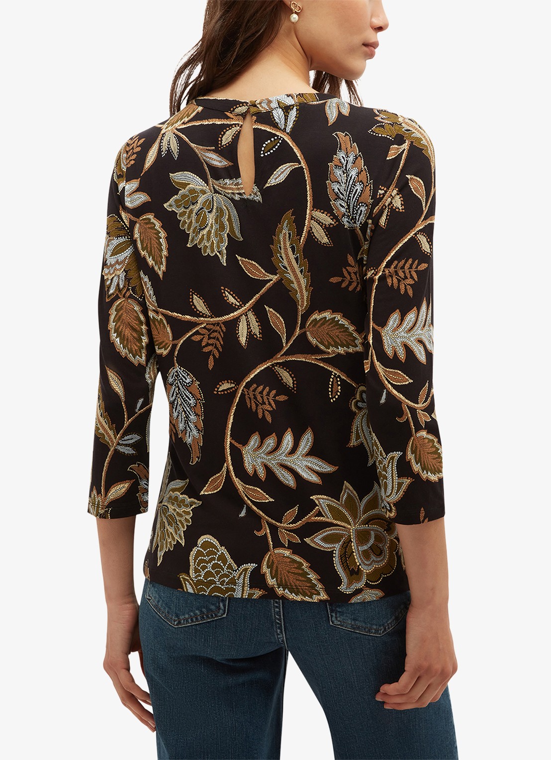 Hobbs Julia top met bloemenprint - achterkant 5 donkerblauw