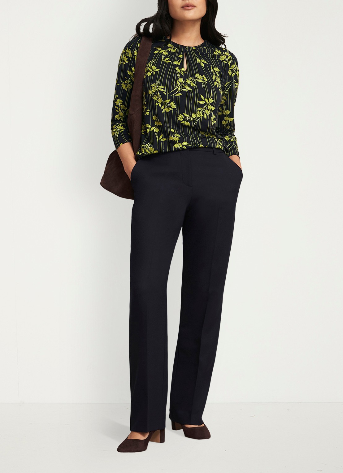Hobbs Julia top met grafische print - voorkant 2 groen