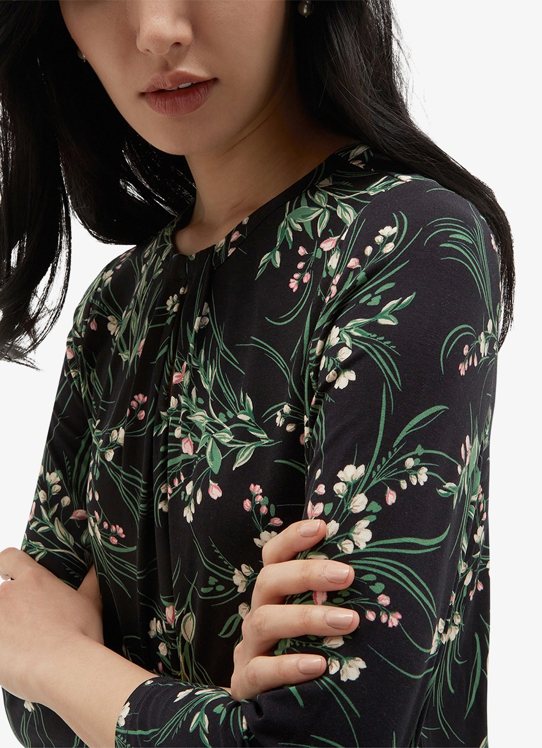 Hobbs Julia tuniek met bloemenprint - detail 3 donkerblauw