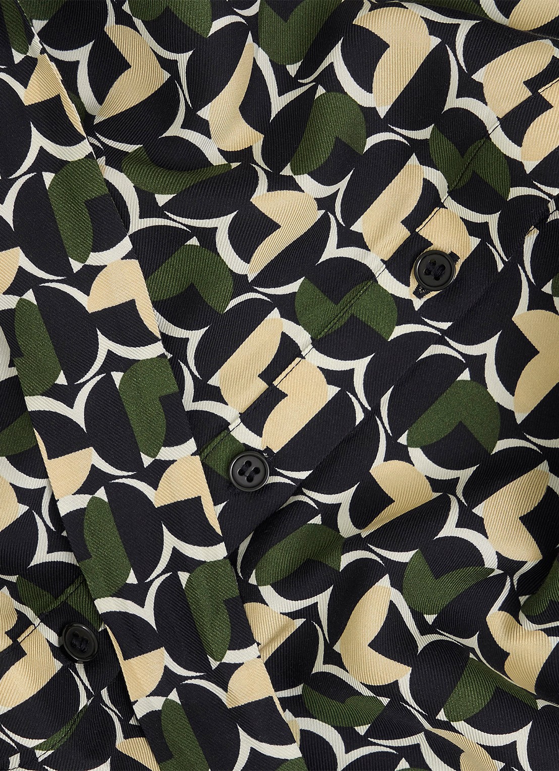 Hobbs Kalinda midi blousejurk met grafische print - detail 6 legergroen
