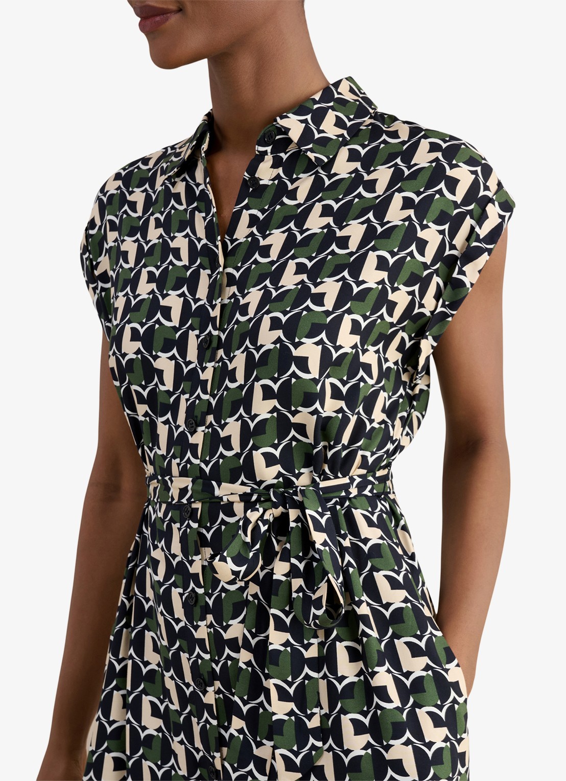 Hobbs Kalinda midi blousejurk met grafische print - detail 5 groen