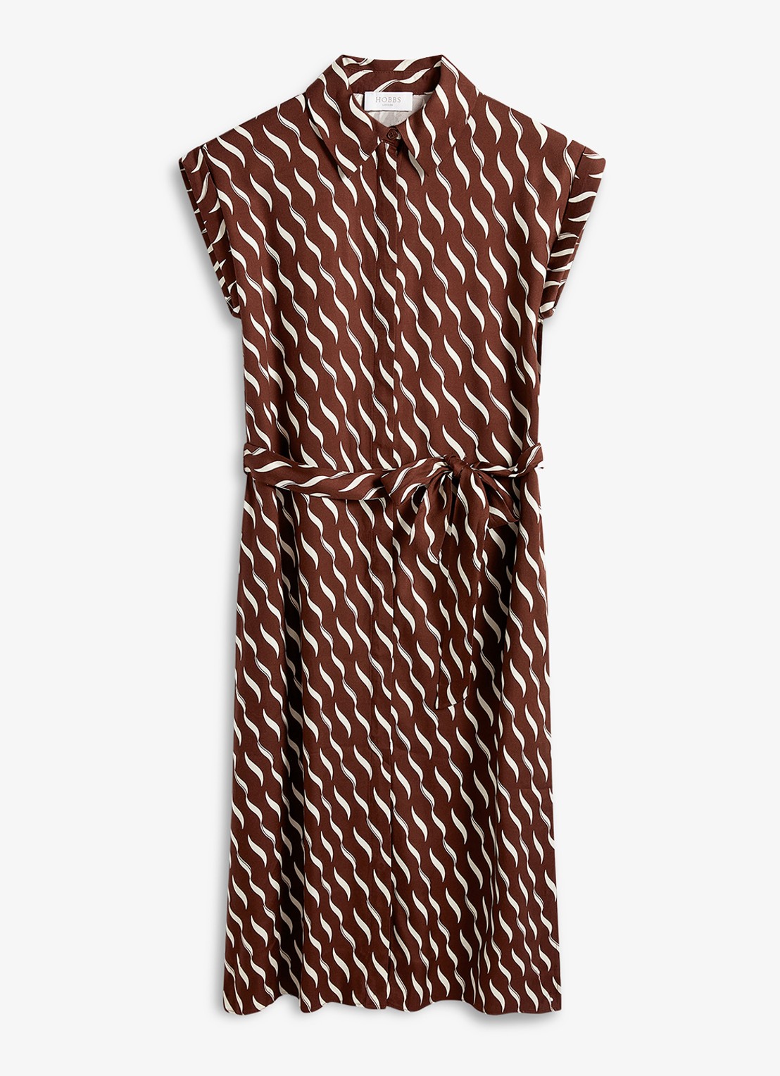 Hobbs Kalinda midi jurk met grafische print - voorkant 2 bruin