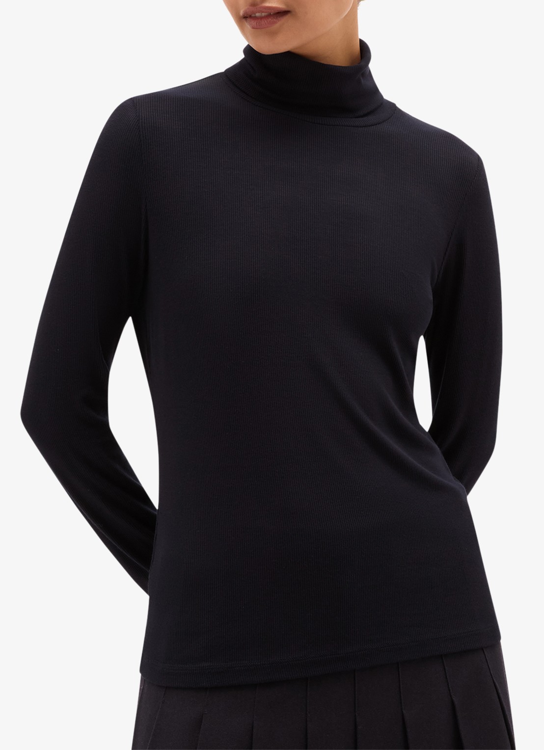 Hobbs Kiera longsleeve met col - detail 4 donkerblauw
