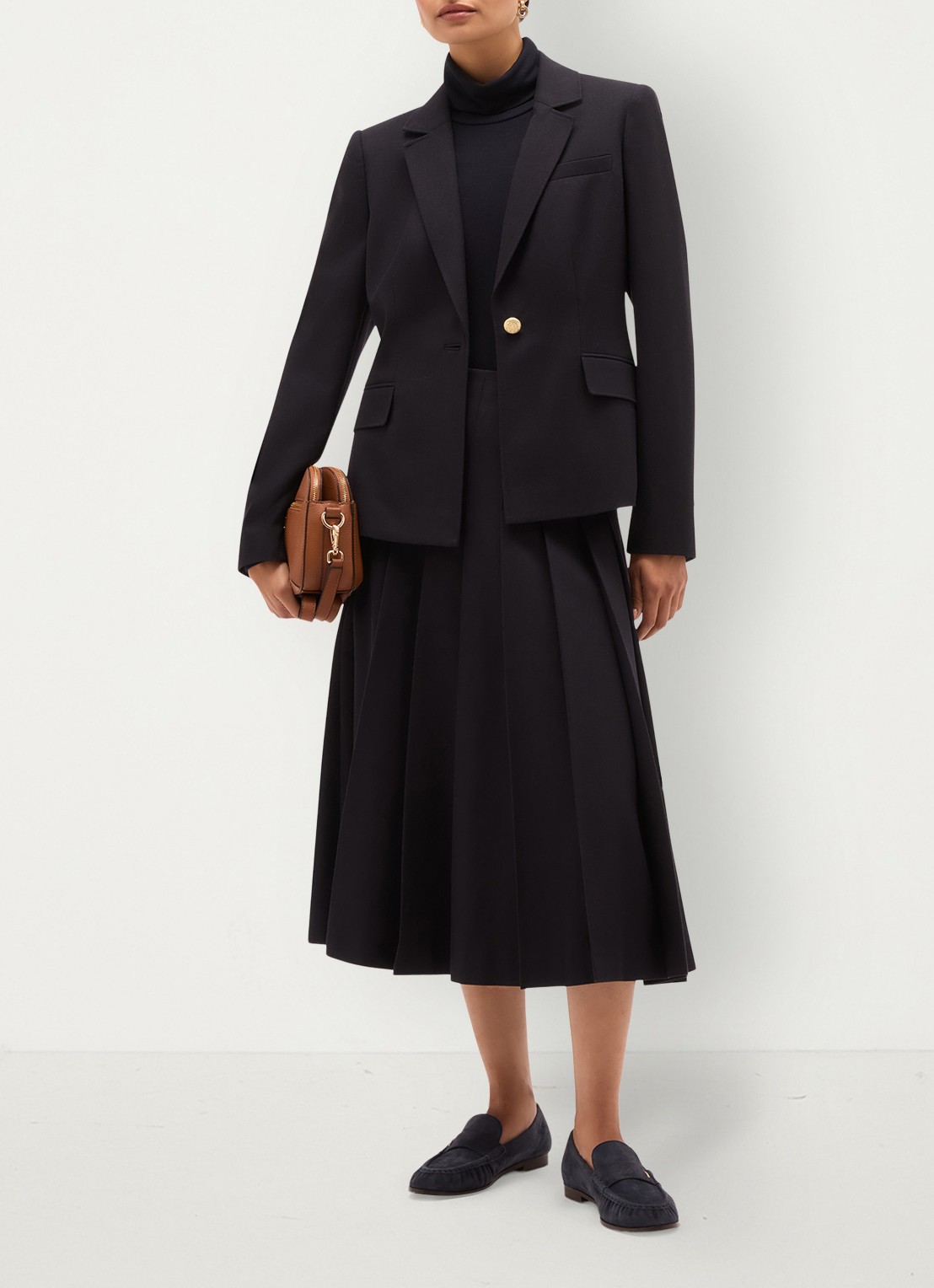 Hobbs Kiera longsleeve met col - voorkant 3 donkerblauw