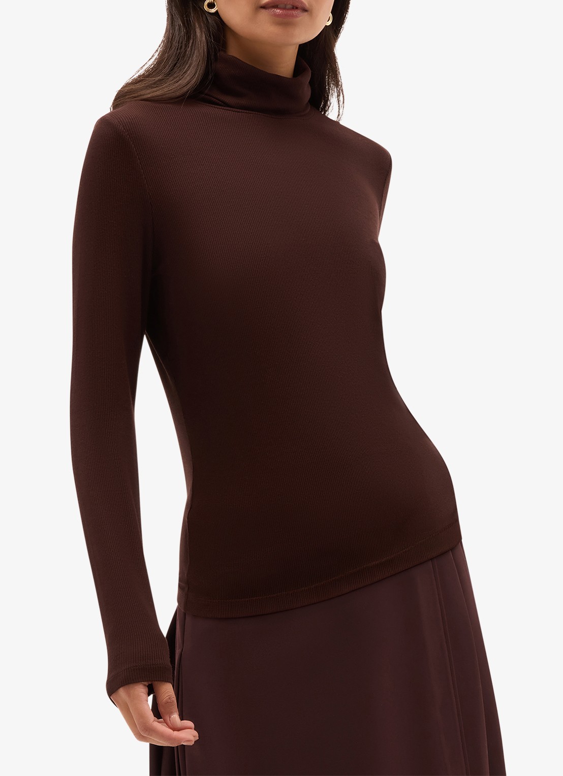 Hobbs Kiera longsleeve met col - detail 2 bruin