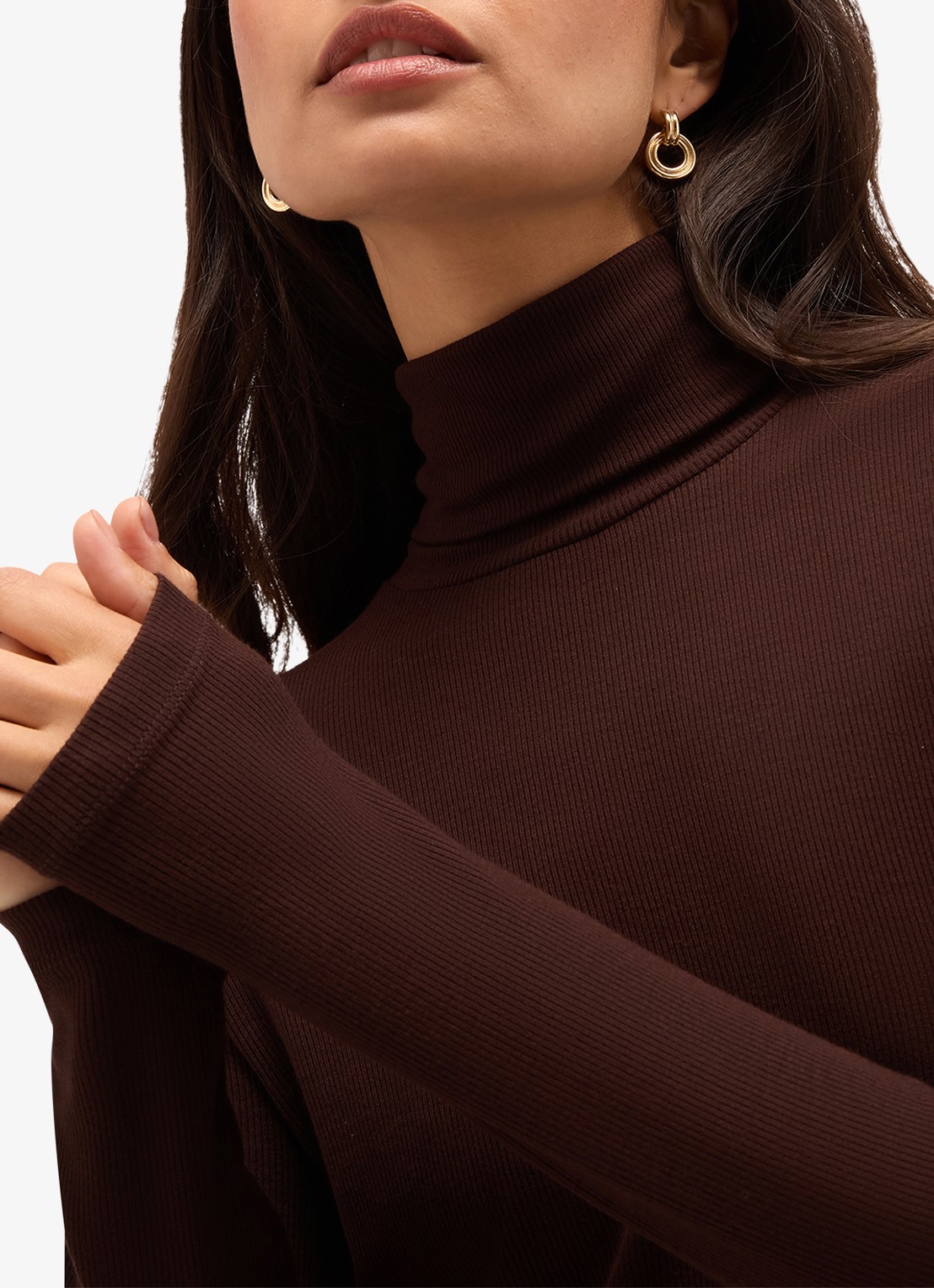 Hobbs Kiera longsleeve met col - detail 3 bruin