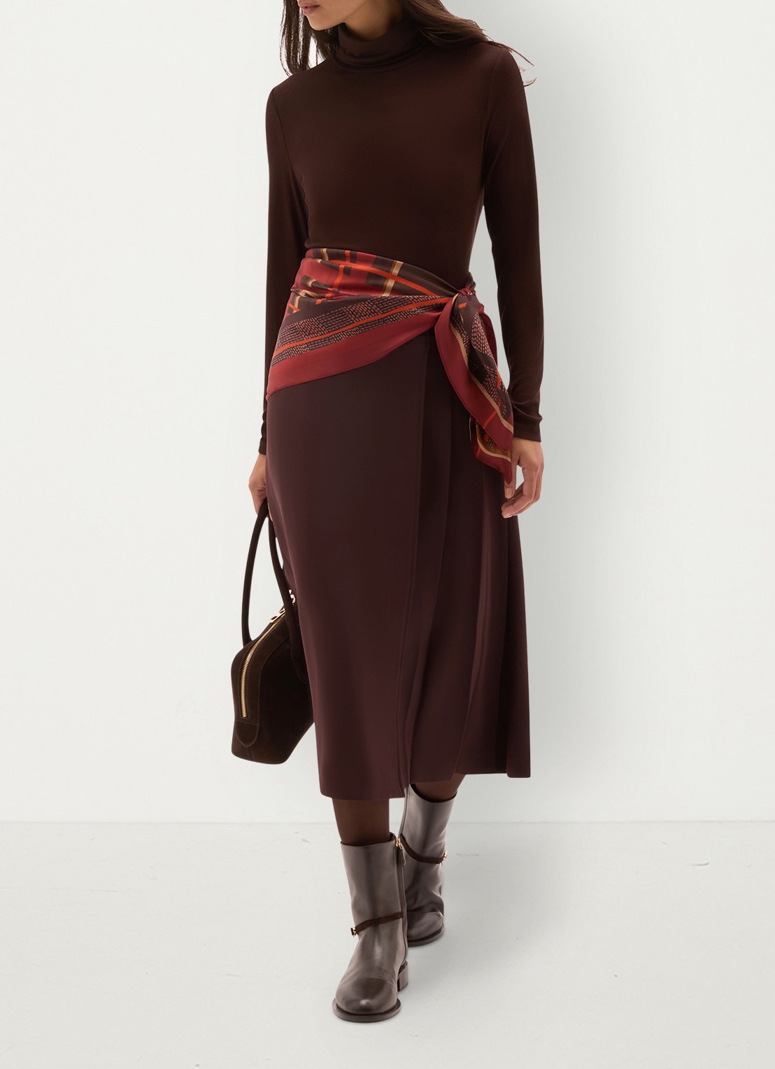 Hobbs Kiera longsleeve met col - voorkant 5 bruin
