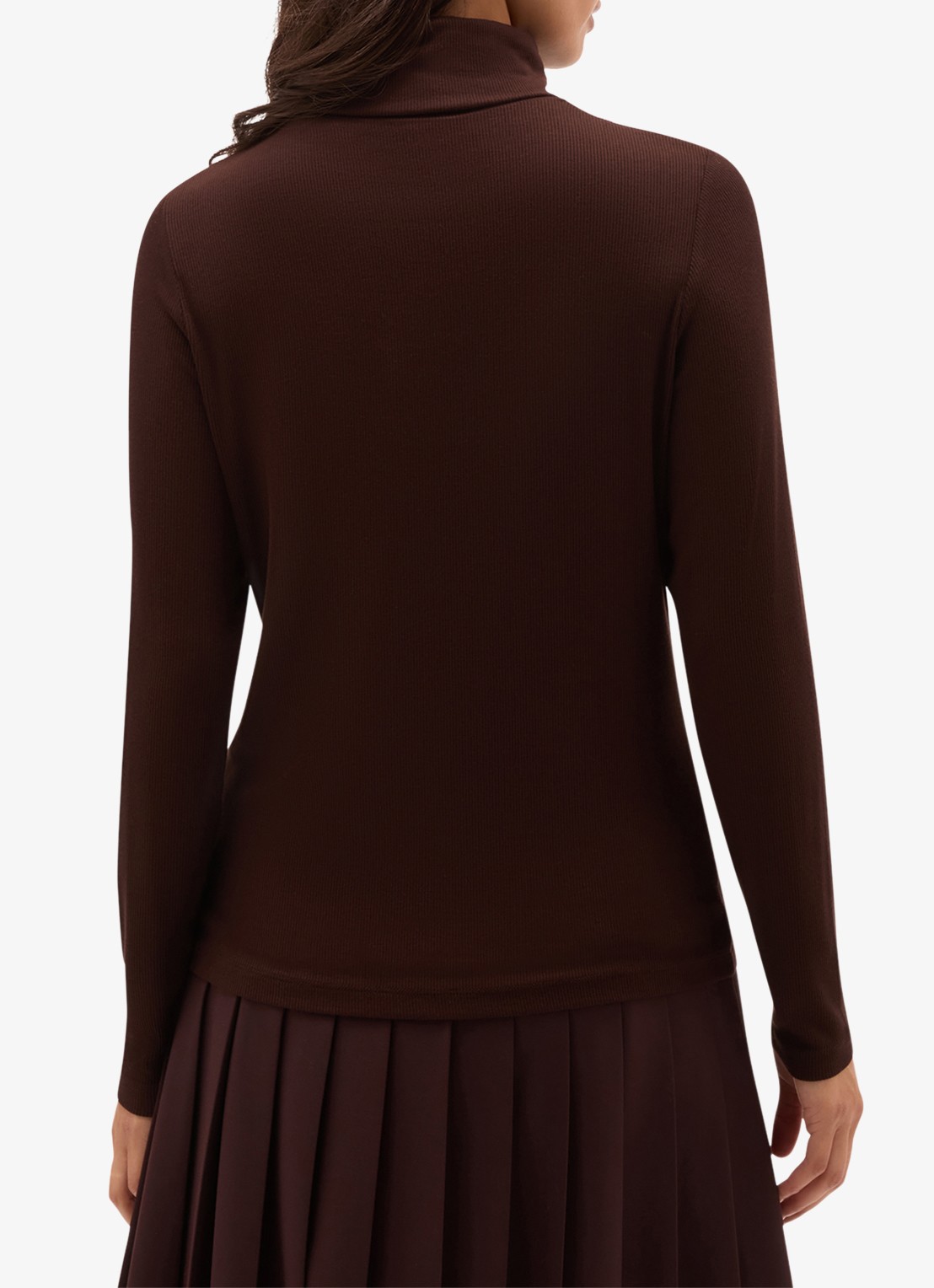 Hobbs Kiera ribgebreide longsleeve met col - achterkant 3 bruin
