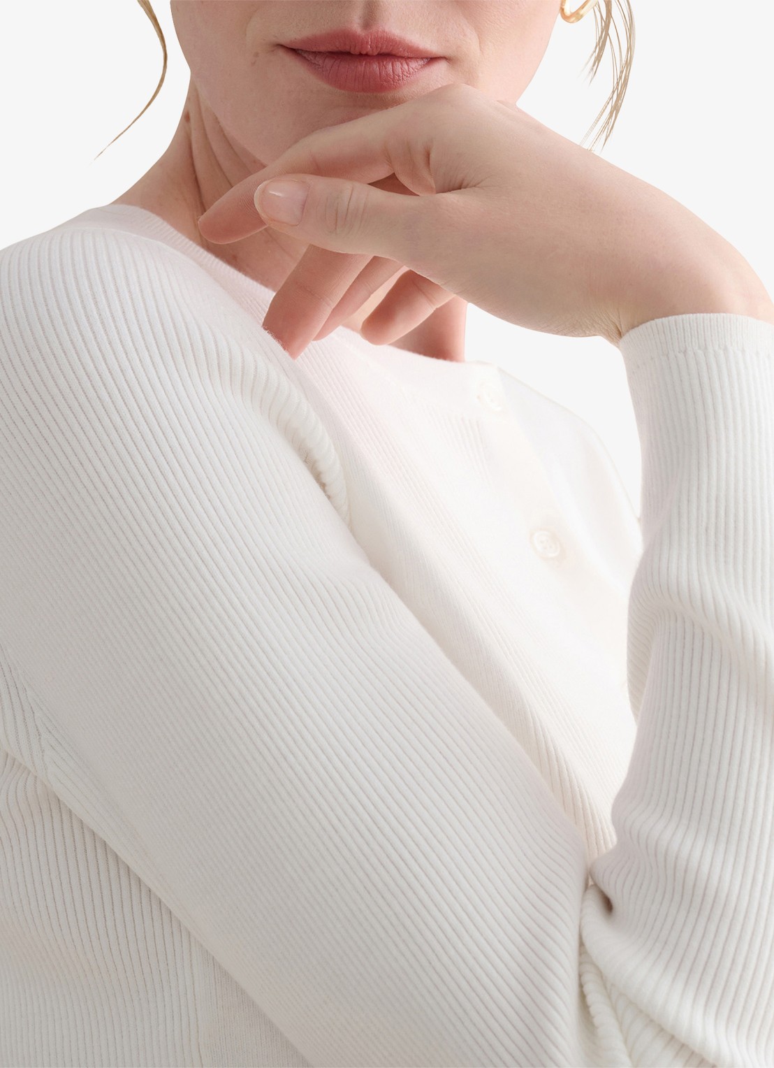 Hobbs Larissa vest met ribstuctuur - detail 5 ivoor