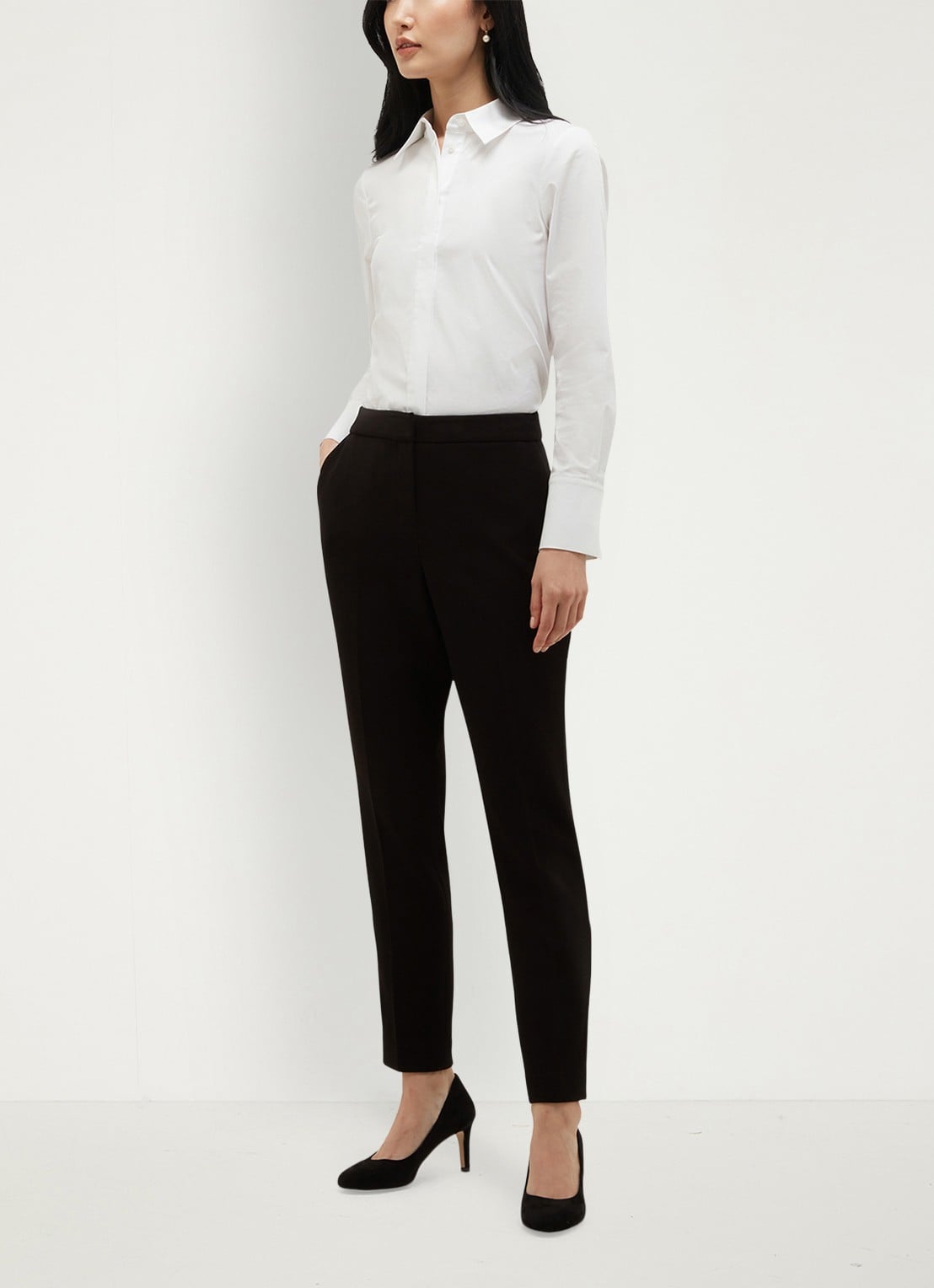 Hobbs Lea high waist slim fit pantalon met steekzakken - detail 2 zwart
