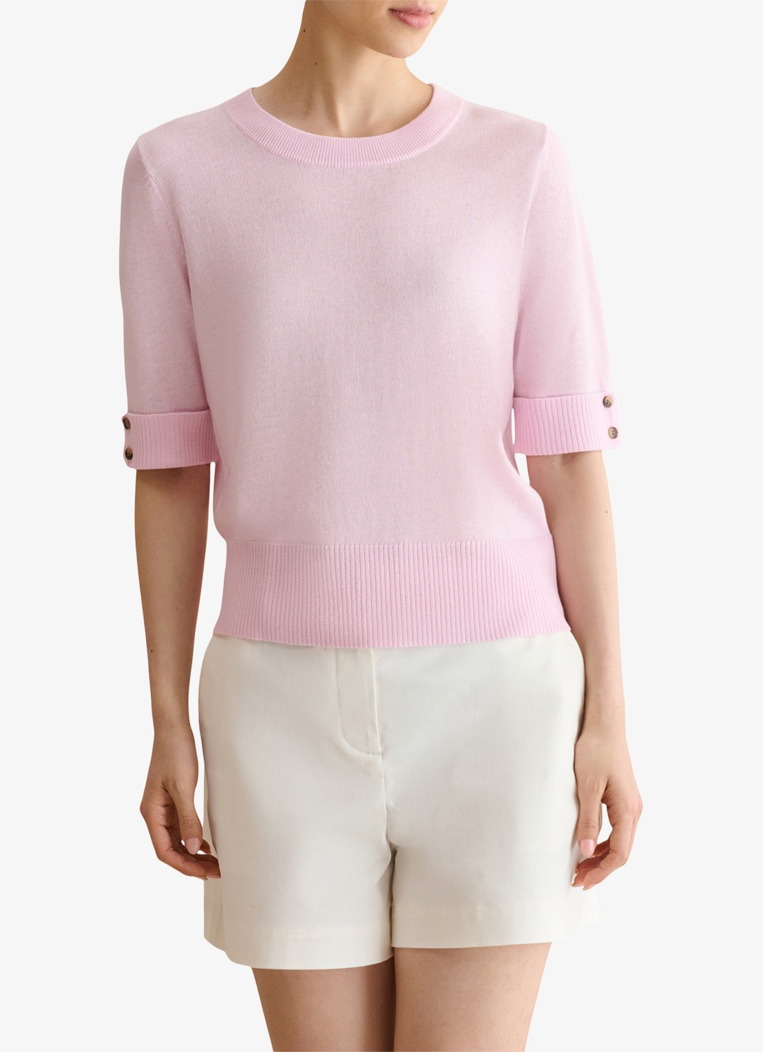 Hobbs Leanne fijngebreide top in wolblend - detail 3 roze