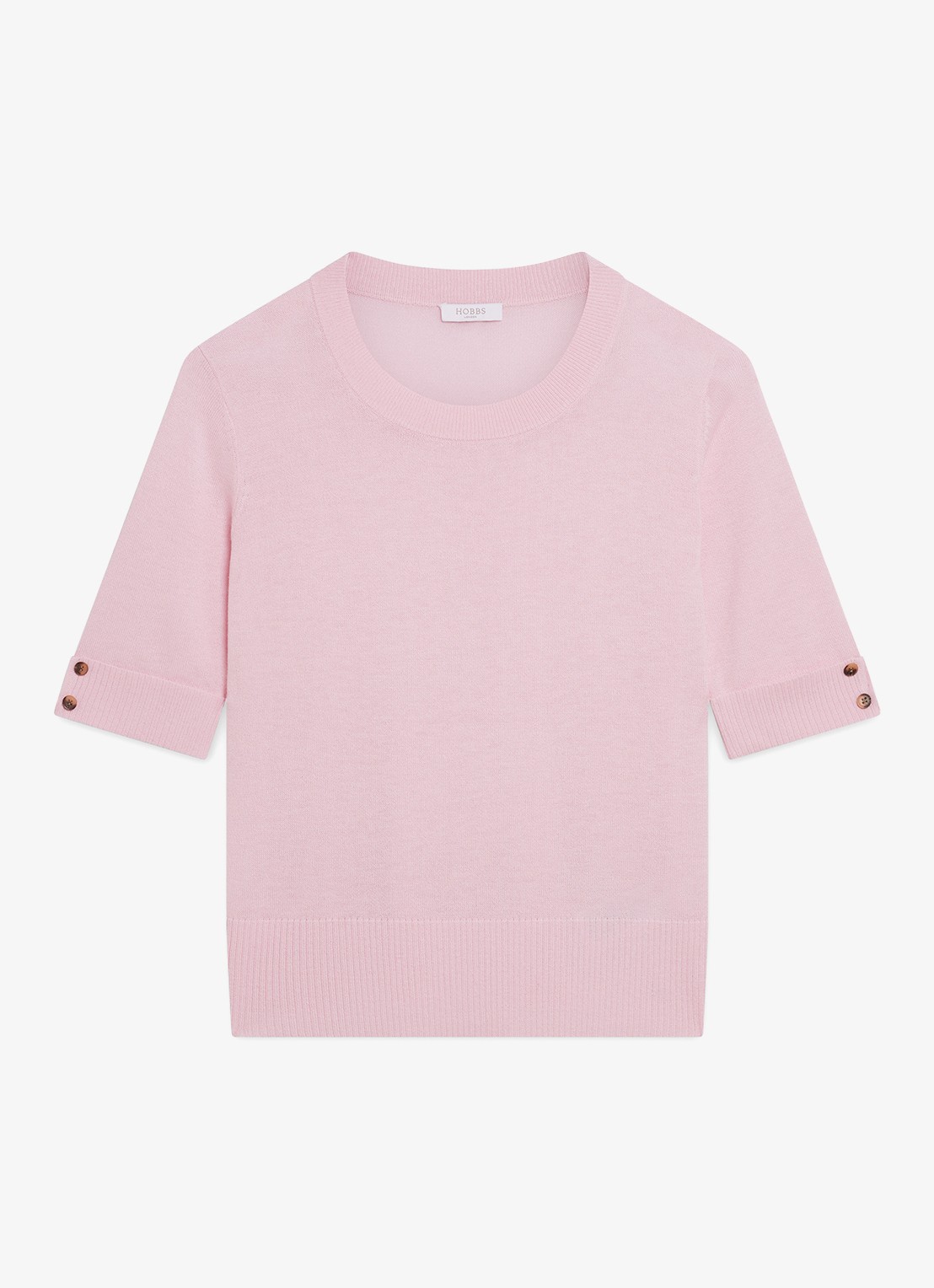 Hobbs Leanne fijngebreide top in wolblend - voorkant roze