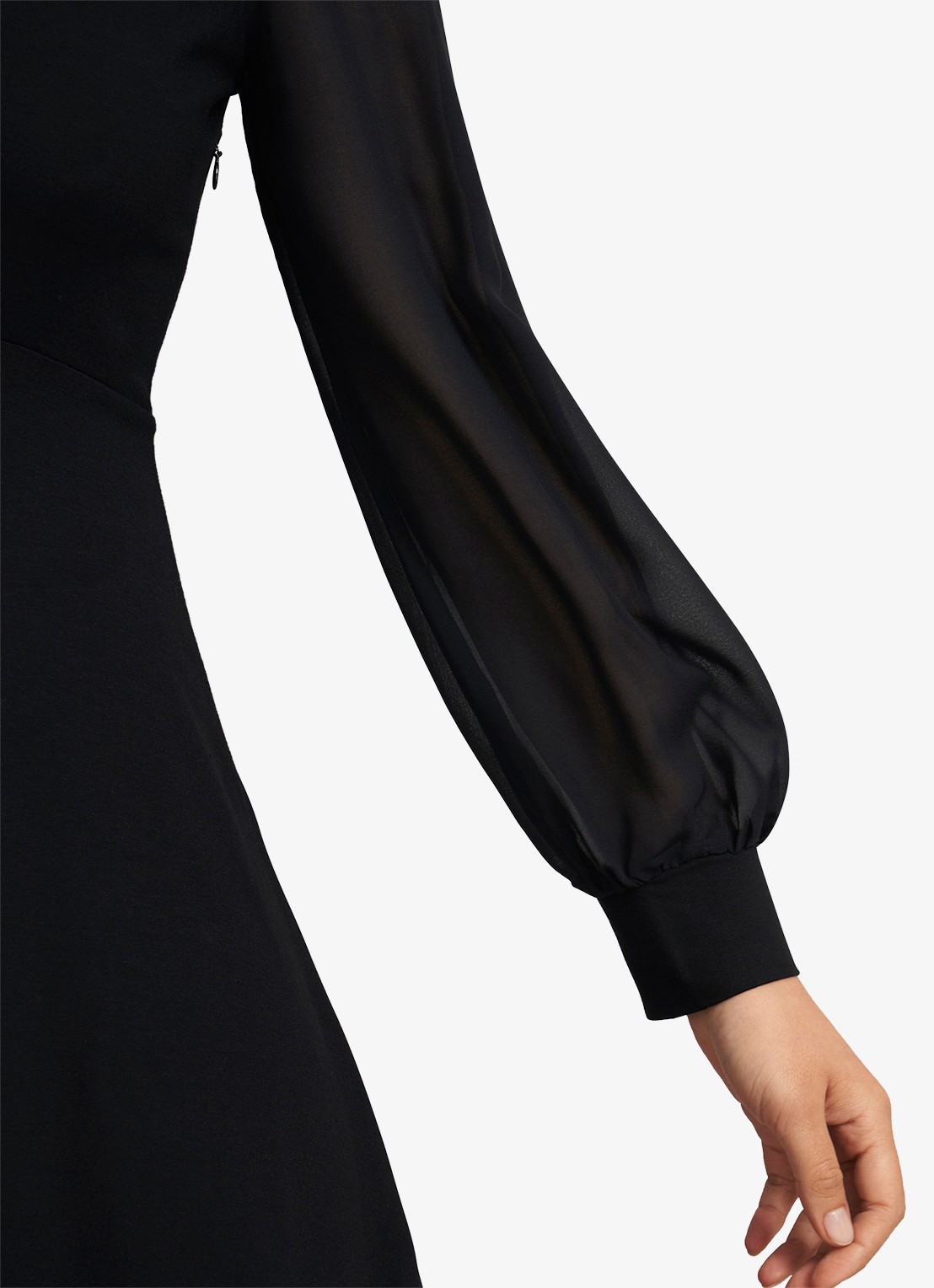 Hobbs Liberty midi tuniekjurk met pofmouwen - detail 6 zwart