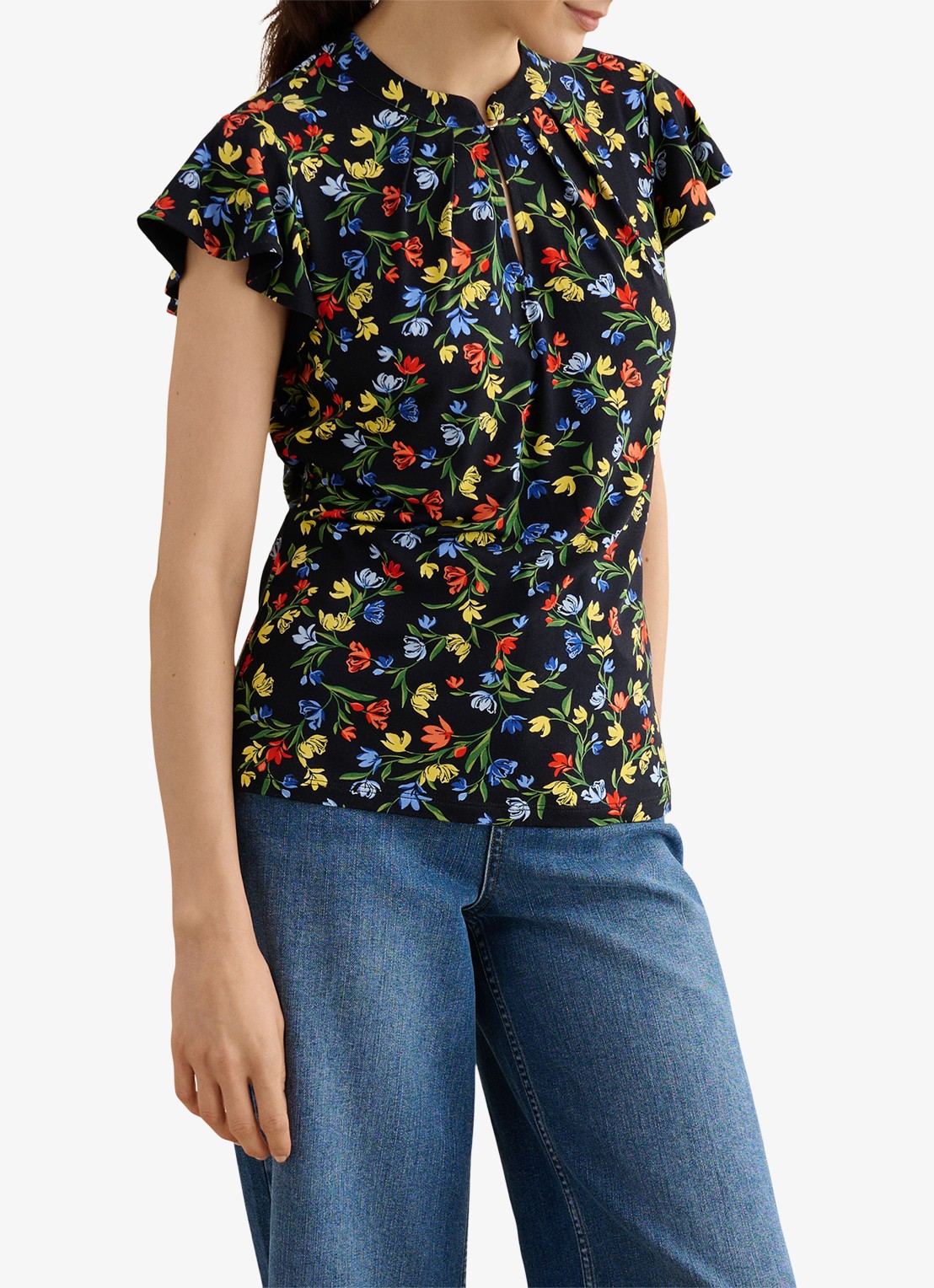 Hobbs Lila tuniek met bloemenprint - detail 3 zwart